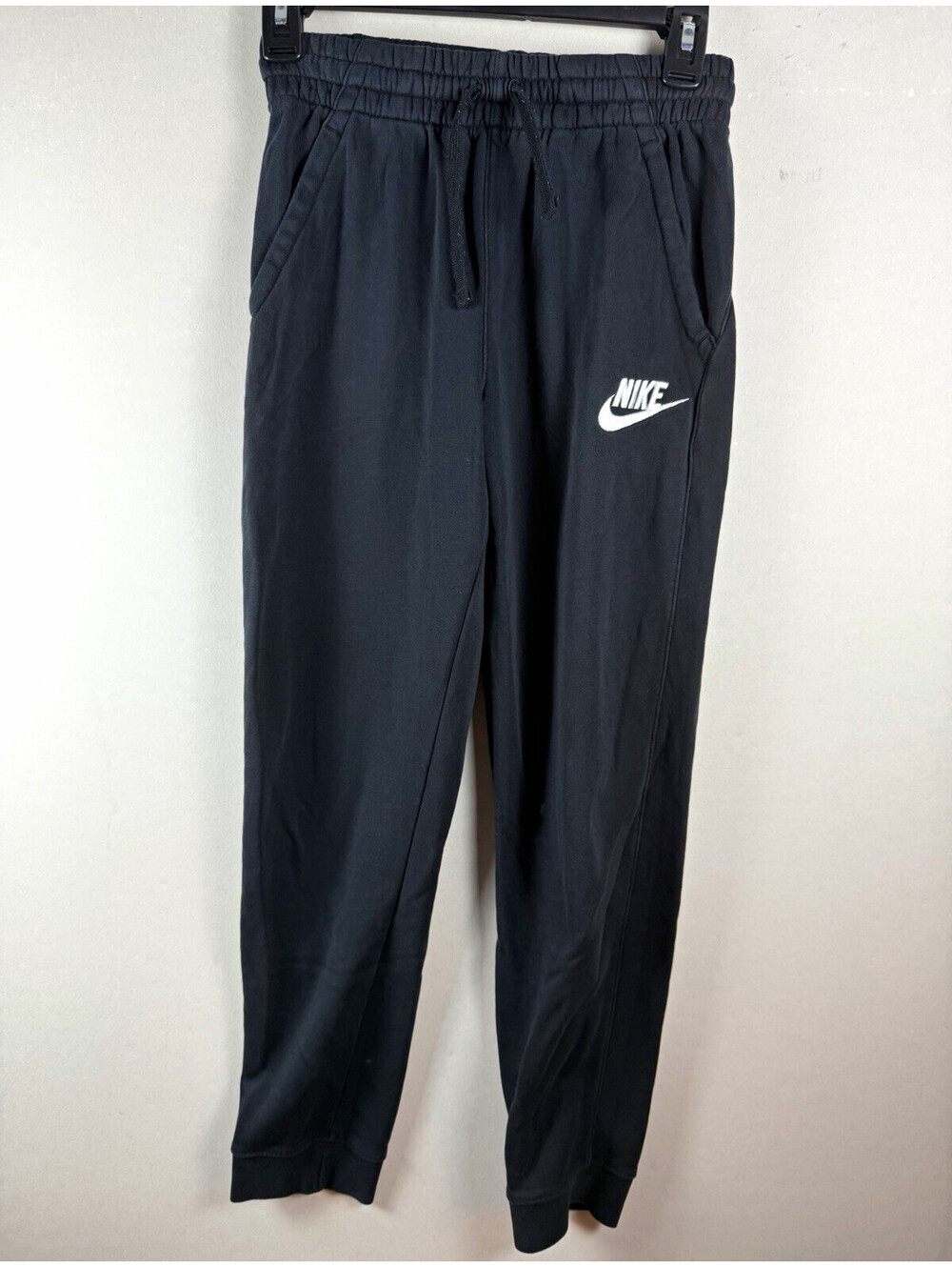 Nike Men’s Black Jogger Pants L Regular Cotton/Poly Drawstring Pockets Logo